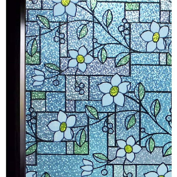 Färgat fönsterfilm i glas med färgglatt blommönster