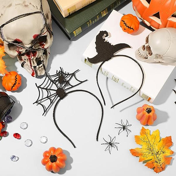 2-pak Halloween hårbånd edderkop web hårbånd heksehat hovedbeklædning