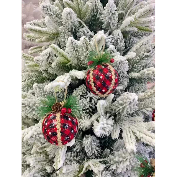 Buffalo Plaid Rustik Julgransdekorationer Ornament Set, Un