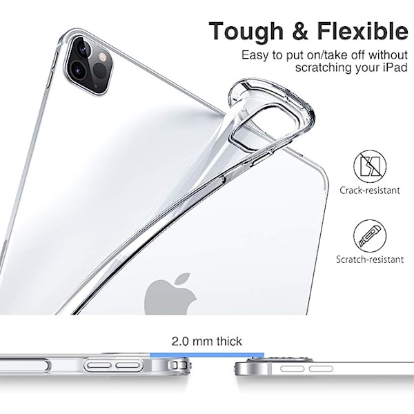 Skyddande fodral för iPad Pro 12.9 2020/2018, TPU-baksida, smalt