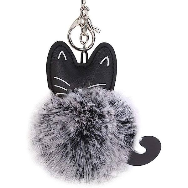 Premium Kvalitet Fluffy Kunstig Pels Katt Nøkkelring