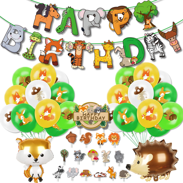 Jungle animal theme happy birthday party decorations set