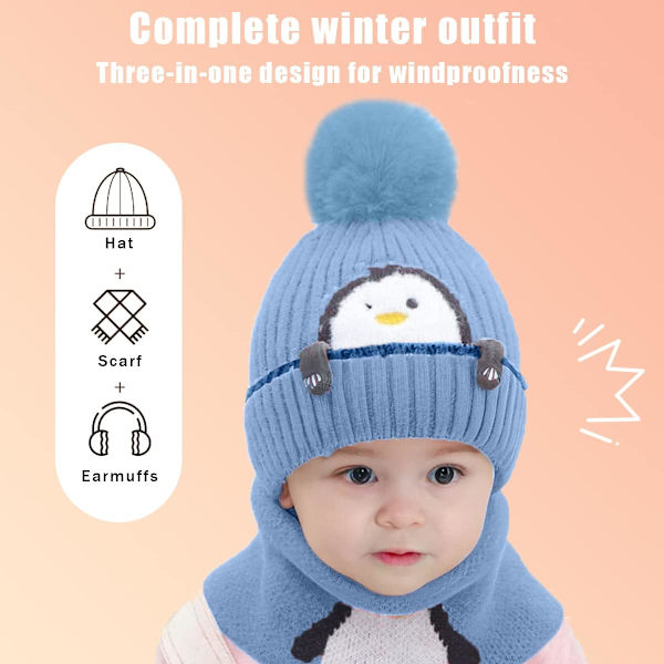 Pipohuivisetti Hat Beanie Hat Lapset Talvi Vauva Neulohattusetti