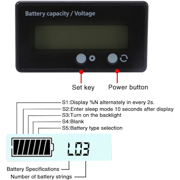 DC-batterimätare, batterikapacitetsvoltmetermonitor, blysyra