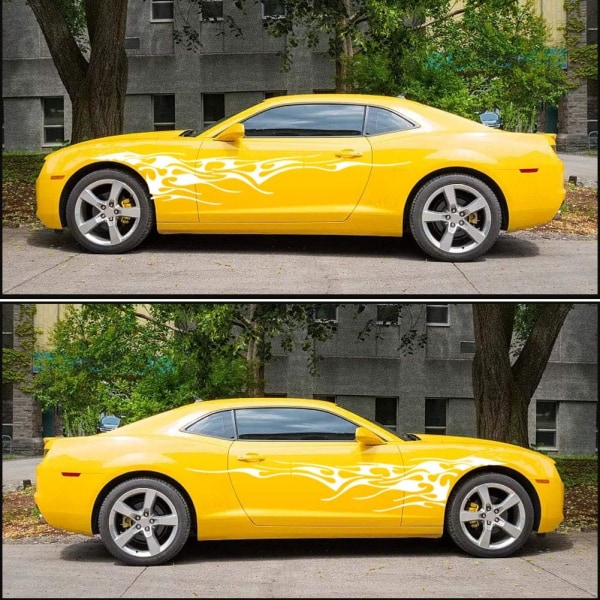 2 stk. 103'' Universal Flame Graphics Bil Auto Karosseri Side Sticker White
