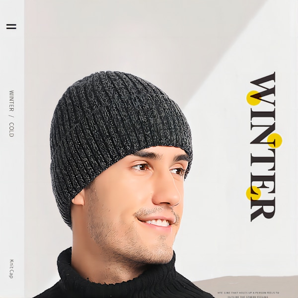 Hetteluer for menn, vinterluer for menn og kvinner, varm termisk fleecefôret, tykk strikket mote-skallehette for gutter - vinrød