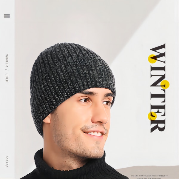 Hetteluer for menn, vinterluer for menn og kvinner, varm termisk fleecefôret, tykk strikket mote-skallehette for gutter - Zhang Qing