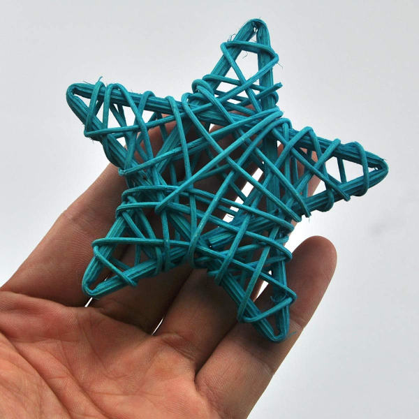 Wicker Rattan Stars for Garden Garland Tree Decoration (30cm, Li