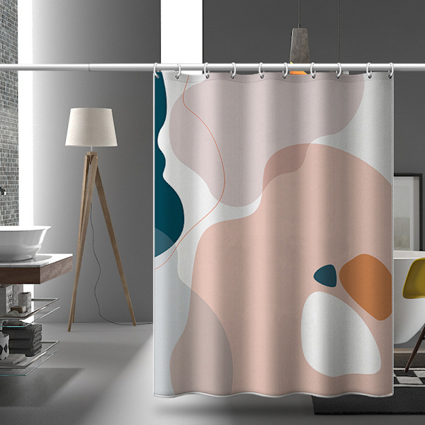 Boho Modern Fabric Shower Curtain Mid Century Abstract Mountain