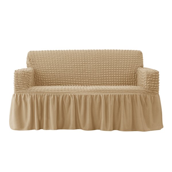 Nemt monteret sofaovertræk Universal Høj Stræk Holdbar Møbelbeskytter med Skørt (Mørk Ris), 2-4 Sæder 140-185cm