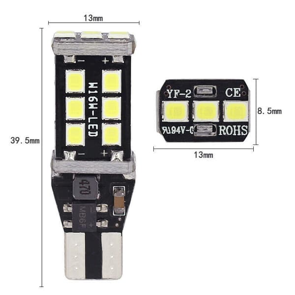 2 st LED-bakljus för bil T15 2835 15SMD Canbus W16W LED-bromsljus Dekoderlampa