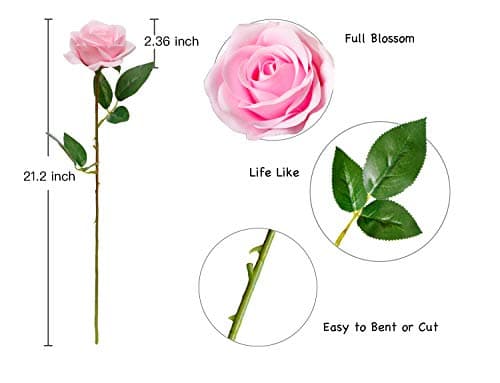 10 stk. Kunstige Roser med Stilke - Pink