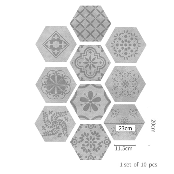 Set med 10 hexagonformade väggstickers Ny amerikansk loft industriell s