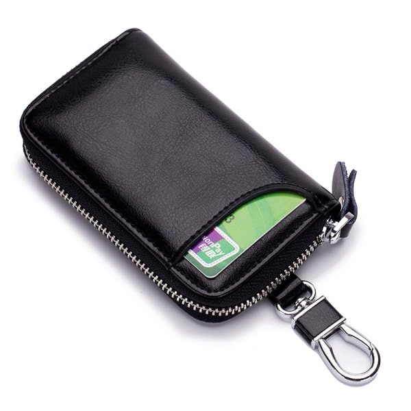 Leather Car Key Fob Pouch with Leather Zipper Leather Key Fob Po