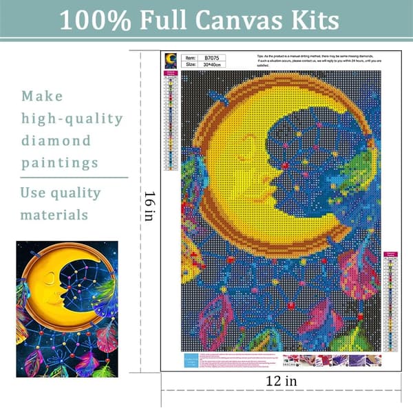 5D Diamantmaleri Kit til Voksne, Månedrøm Fangst Børn DIY D