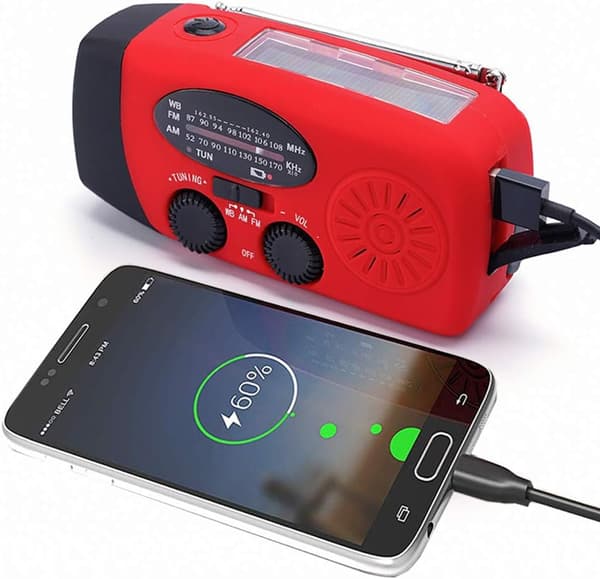 FM/AM/NOAA väderradio handvev solcellsdriven nödström