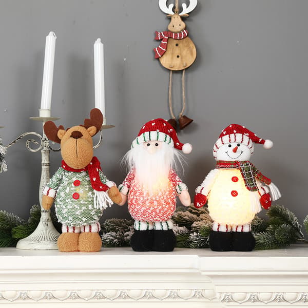 Nya juldekorationer lysande tomte snögubbe älgdocka O