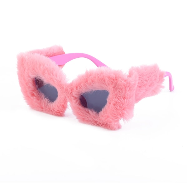 Rosa plysch vintersolglasögon för kvinnor Mode Cat Eye solglasögon