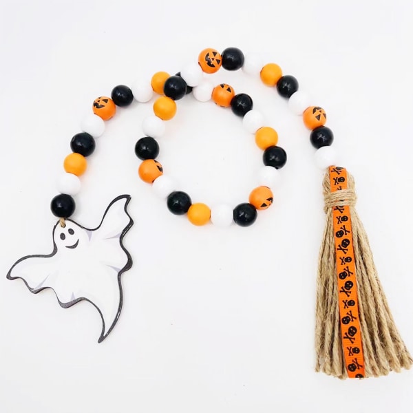 3-delad Halloween-pärlgarland i trä, rustik bondgårdspärlgarland