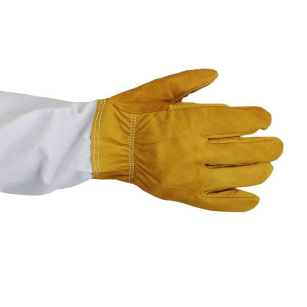 1 par saueskinnshansker for birøktutstyr Hvit polyester