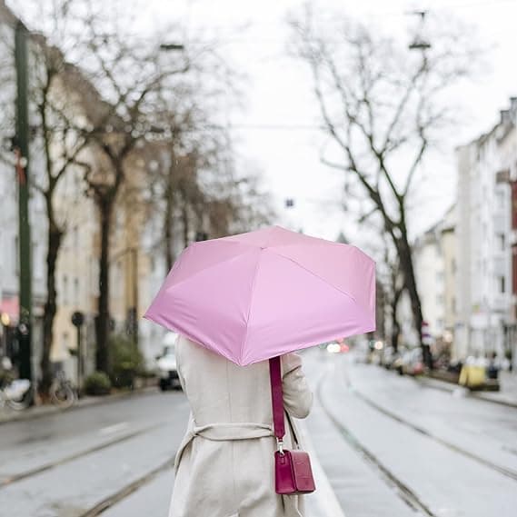 Hopfällbart reseparaply, 6 ribbar mini reseparaply Pink
