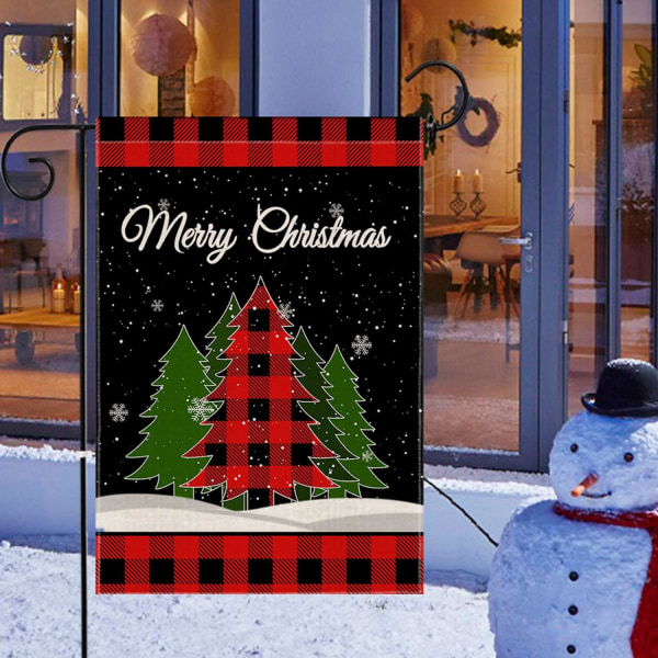 Jul Træ Have Flag 12x18 Tommer Dobbeltsidet Lille Vinter