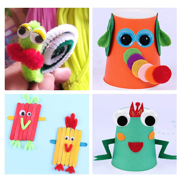 1500 stk. Wiggle Eyes Craft Kit Runde Plastklæbende Mærkater