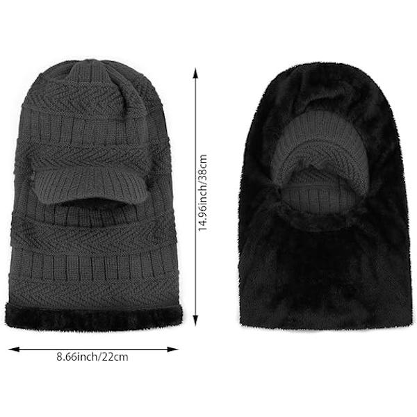 Vinter Stickade Mössor, Herr Fleece Tjockade Ull Mössor, Halsduk, Han