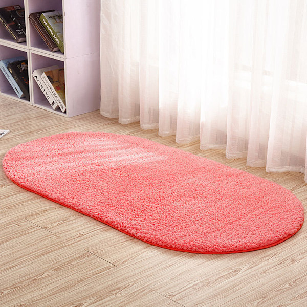 Oval tjock plyschmatta för vardagsrum sovrum-Rosa 160*230cm