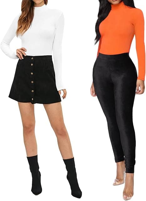 Dame Langærmet Turtleneck Toppe (Orange, Stor)