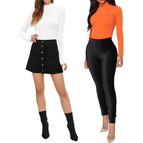 Kvinnors långärmade polotröjor (orange, stor)