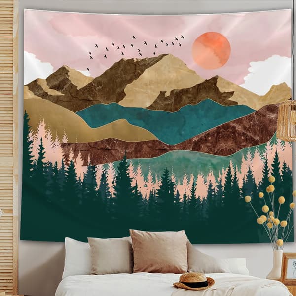 Pop Mountain -seinävaate, auringonlaskun luontoseinävaate, esteettinen