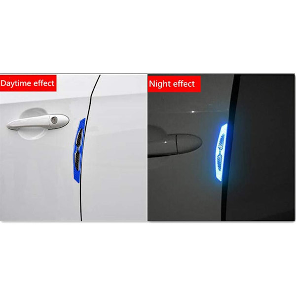 4 stk. 3D Super Sølv Reflekterende Stickers Sort Ægte Carbon Fiber