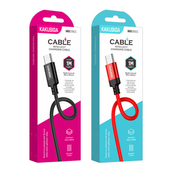 2-pakning, rød og sort USB C-kabel 3A hurtiglading, etguuds USB