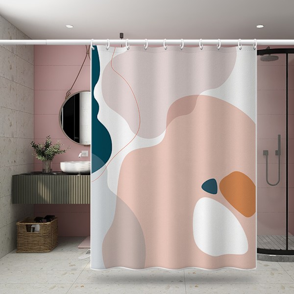 Boho Modern Fabric Shower Curtain Mid Century Abstract Mountain