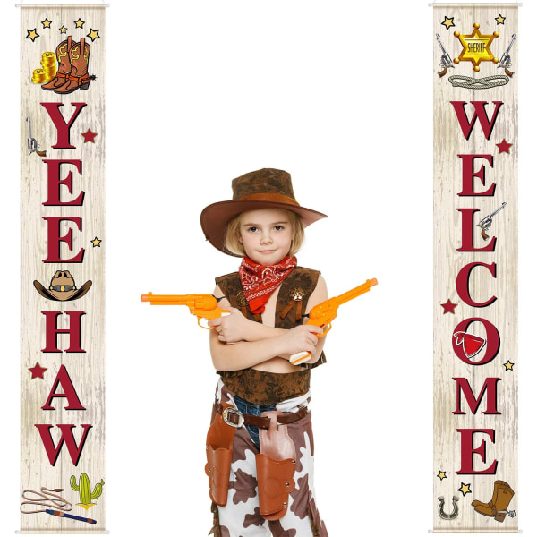 West Cowboy Garland Party Decoration Set Cowboy Porch Sign Welco