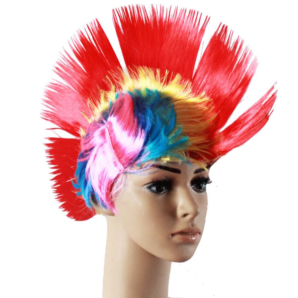 80'er gade punk paryk, Mohawk, multifarvet