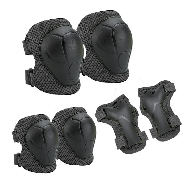 Barn Skyddsutrustning Set Knäskydd för Barn 3-14 År (6PCS) Black