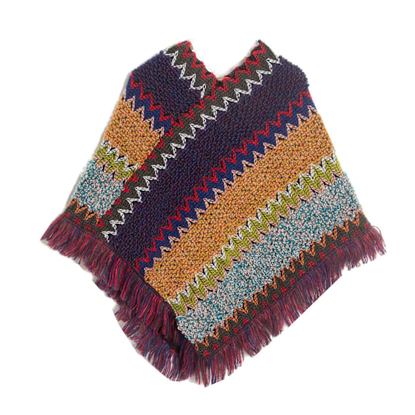 Women's cape shawl in spring and autumn-Purple-yellow