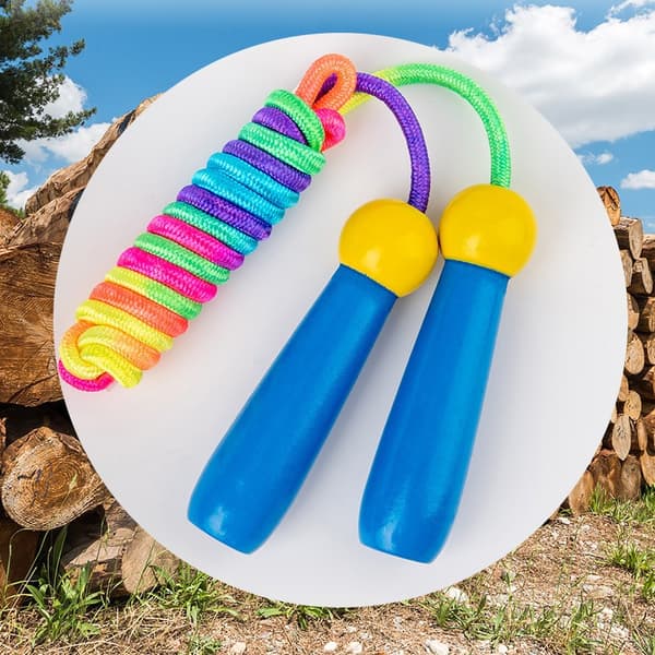 Hopprep för barn, [2-pack] Justerbar bomullsrep med trä