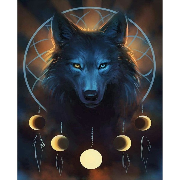 Diamond Painting for Adult Wolf Moon 5D Digital Diamond Art Pain