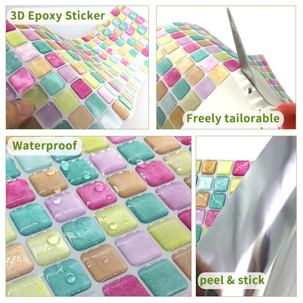 5 st Macaron Färg Väggstickers Vattentät Antifouling Mosaik D