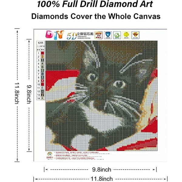 5D DIY Diamond Painting Kit, Black Cat Adult Diamond Painting Fu