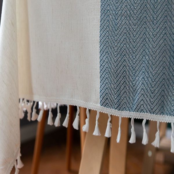 Brodert bomullslinduk, rynkebestandig duk