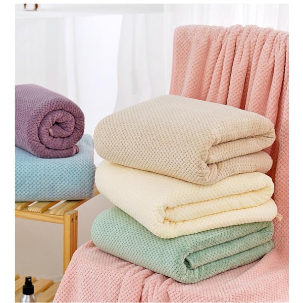 Snabbtorkande badhandduk i korallfleece med ananasmönster Light pink