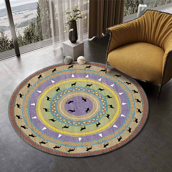 Pyöreä aluematto Mandala-matot makuuhuoneeseen kylpyhuoneeseen Pesu- ja liukastumaton pyöreä lattiamatto Tyylisuuntaus Bohemian kodin sisustusmatot - Tyyli 5 160*160cm