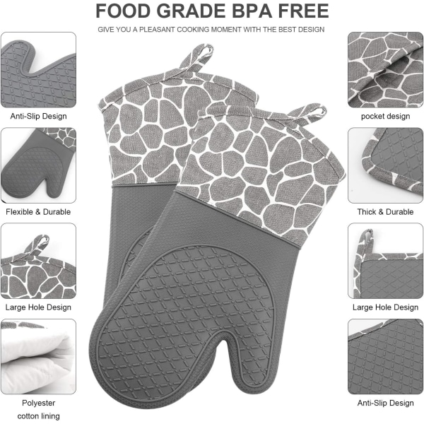 Silikonovnshansker Varmebestandige Grillhansker 1 Par og 2