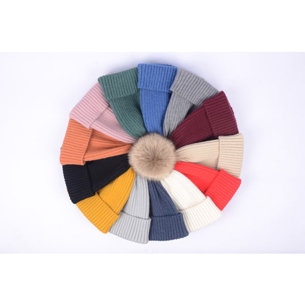 Stickad Mysig Varm Vinter Snowboard- & Skidkeps med Pompom Slouchy Cap för Barn Baby - blå