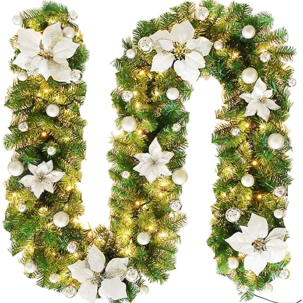 Christmas Garland - 8.8ft Christmas Rattan Artificial Flower Vin