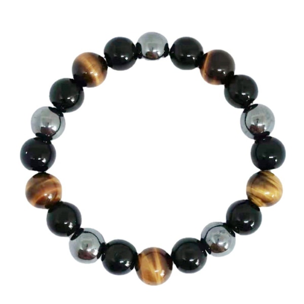 2 pieces of natural stone bead bracelet black magnet tricolor ir